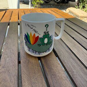 Vintage Ceramic Mug With "Help Me" Frog Design & 3D Frog Inside
